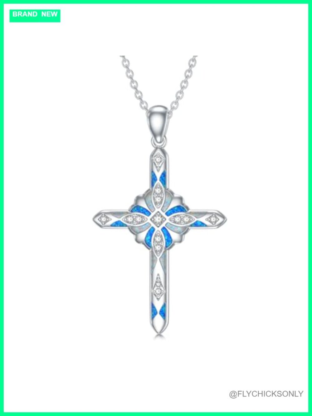 S925 Sterling Silver Lab Grown Diamond Cross Necklace 18+2in